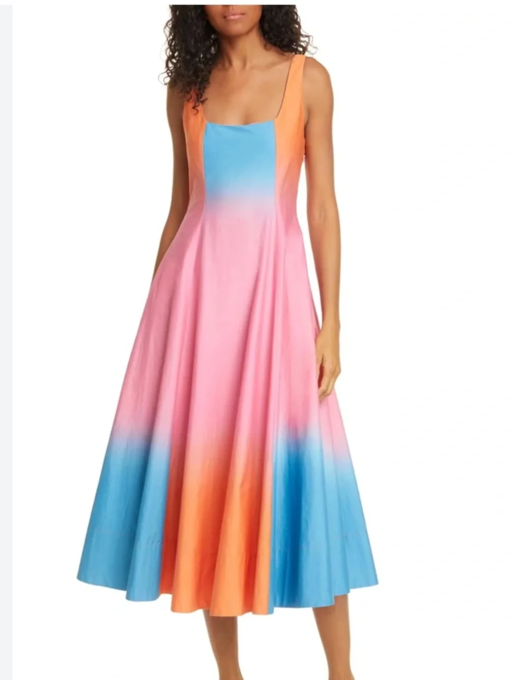 STAUD | Dresses | Staud Wells Dress Hibiscus Multi Ombre Dress Gradient Nwt  | Poshmark